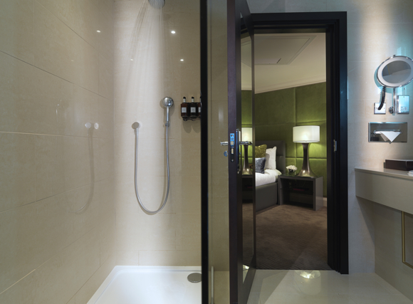 Suites also feature large bathrooms with walk-in showers.